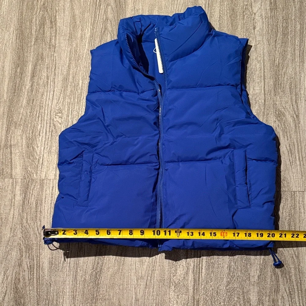Royal Blue Puffer Vest - Women's Sleeveless Jacket - Picture 13 of 14